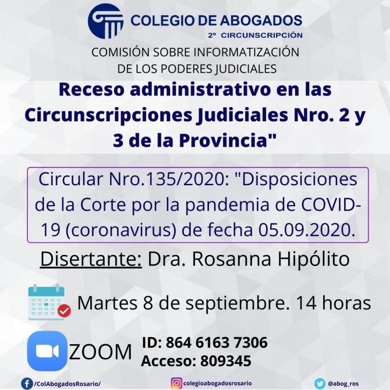 Receso Administrativo en las Circunscripciones Judiciales Nro.2 y 3 de la Provincia